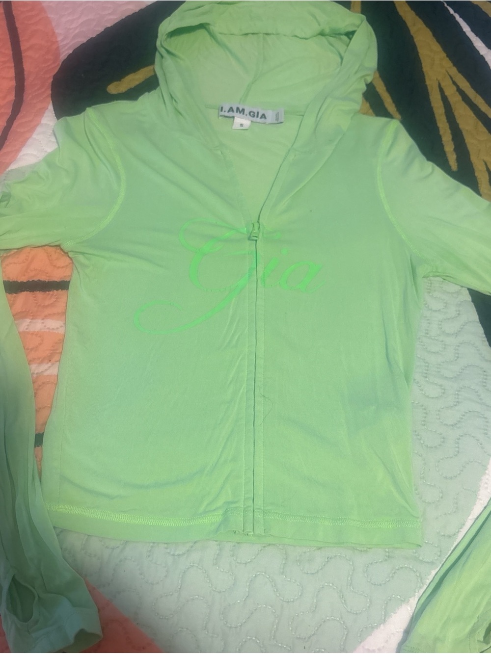 I.AM.GIA Kids Neon Lime Zip-Up Hoodie